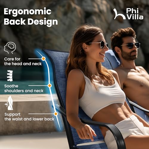 PHI VILLA 7 Piece Patio Dining Set, 6 Swivel Patio Chairs with Padded Textilene Fabric & Rectangular Dining Table (1.6" Umbrella Hole), All Weather Patio Chairs and Table Set for Deck Lawn (Blue) - color: Blue Padded Fabric, size: 59.6"L x 37.2"W x 28.7"H
