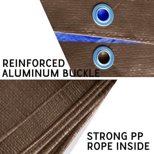 STARPYNG-7 Mil Brown/Blue 20x30 Feet Tarp-Multifunctional Waterproof Tarpaulin-Waterproof, UV Resistant, Rip and Tear Resistant, Poly Tarpaulin with Reinforced Edges for Cover - color: Brown/Blue, size: 20x30FT