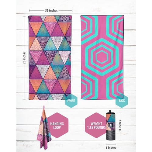 VENTURE 4TH Microfiber Beach Towel: Quick-Dry, Compact, Sand-Free, Absorbent, Sandproof and Lightweight - Perfect for Camping, Beach, and Roadtrips (Bohemian Summer Design | 35x78 inches) - color: Bohemian Summer, size: Extra Large (78" x 35")