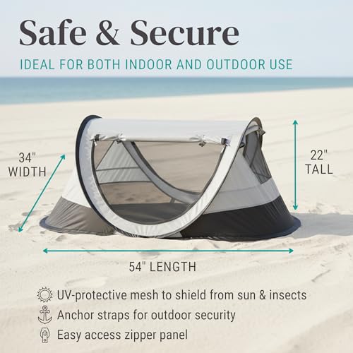 KidCo - Peapod Plus Portable Mesh Baby Toddler Travel Tent & Storage Bag, Play Tent, Pack and Play, Extra Room, Ages 6 Months - 5 Years (Midnight) - style: Large - Midnight