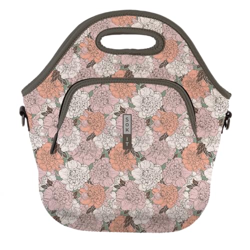 Sok It LunchTote Zippered Bag Insulated Neoprene Caddy (Carnations, X-Large 6.5 Quart Lunch Tote) - color: Carnations, size: X-Large 6.5 Quart Lunch Tote