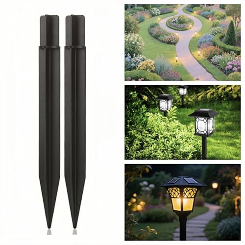 8.25" Reinforced ABS Plastic Solar Ground Spikes - Durable Solar Light Replacement Stakes for Garden, Pathway, Deck, Camping, Christmas Lights (Fits 0.83" Inside Diameter) (Black-4 Pack) - color: Black-4 PACK