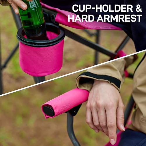 EVER ADVANCED Textilene MeshTall Camping Folding Chair 31", Portable Directors Chair, Bar Height Camping Chair with Carry Bag and Footrest, Armrest, Heavy Duty Supports 300 Lbs Pink - color: Pink, style: Textilene Mesh