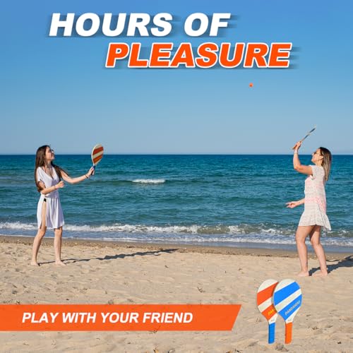 Pandahero Beach Paddle Ball Replacement Set - 12 Colorful High Visibility Waterproof Balls, Suitable for Smash Ball, Pro Kadima, and All Kinds of Outdoor Beach Paddle Games - style: 2 rackets+12 balls