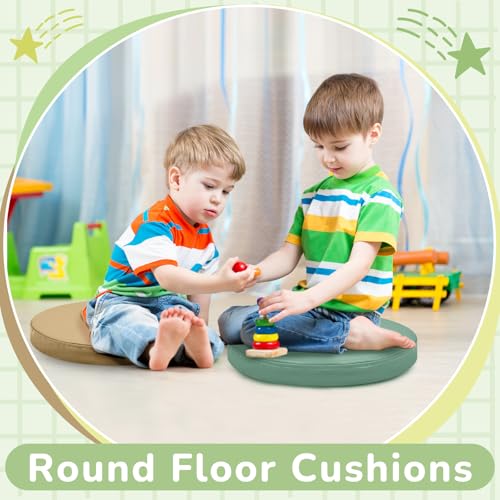 Juexica 8 Pcs Extra Thick Flexible Seating Floor Cushion Assorted Colored Floor Pillow Classroom Seat Cushion Soft Classroom Seating for Kid Learning(Matcha Color,13.8 x 13.8 x 2 Inch,Round) - color: Matcha Color