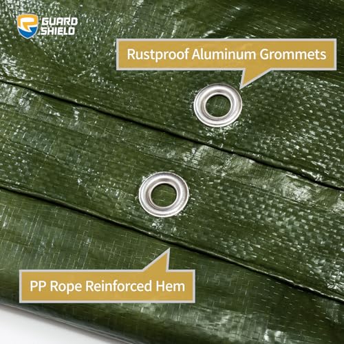 GUARD SHIELD Green Tarp Waterproof 8x8 Feet Medium Duty All Purpose Poly Tarps Cover 7mil - color: Green, size: 8x8