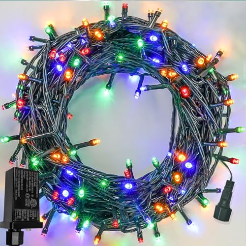 33 FT 100 LED Christmas Decoration Indoor Outdoor, Connetable Green Wire Waterproof Mini Lights with Memory Function & Timer & 8 Modes for Xmas Tree Birthday Wedding Garden Party Decor (Multicolor) - color: Multicolor, size: 100LED