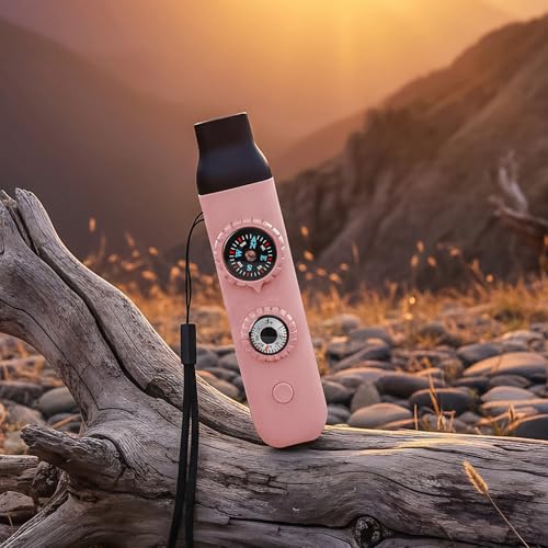 Multifunctional Survival Emergency Whistle for Kids with Compass Hiking Survival, Thermometer & Neck Lanyard | Emergency Safety Gear for Hiking, Camping, Kayaking, Boating, Climbing - color: pink2pcs