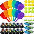Arrowbash 60 Pcs Plastic 15.2 x 7.5 Inches Paddleball Racket Set with Balls, Ball Keychain, Cooling Towels&Carry Bag, Bulk Sports Equipment for Teams, Parties & Physical Education Classes