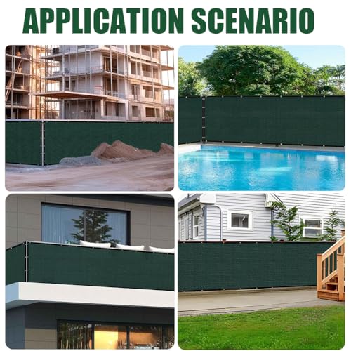 LITA 3' x 138' Garden Privacy Fence Screen Cover (HDPE) UV Protection Weather-Resistant Heavy Duty Shade Cover for Deck, Patio, Backyard, Outdoor Pool, Porch, Railing, Dark Green, Customizable - size: 3 x 138 Feet
