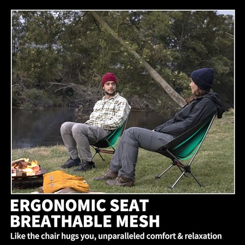 Naturehike YL08 Ultralight Camping Chair, 2.38 LBS Portable Backpacking Chair with Anti-Sinking Feet, Lightweight Compact Folding Hiking Camp Chair - color: Black