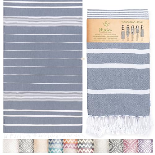 Premium Turkish Beach Towel – 100% Cotton, Sand Free, Oversized, Quick Dry Beach Towel 35”x67” – Ideal for Travel, Pool – Navy - color: Navy
