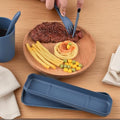 3-in-1 Portable Cutlery Set with Case – Reusable Camping Utensils – Travel Fork, Knife, Spoon Set for Camping, Picnic, Deep Blue - color: Deep Blue