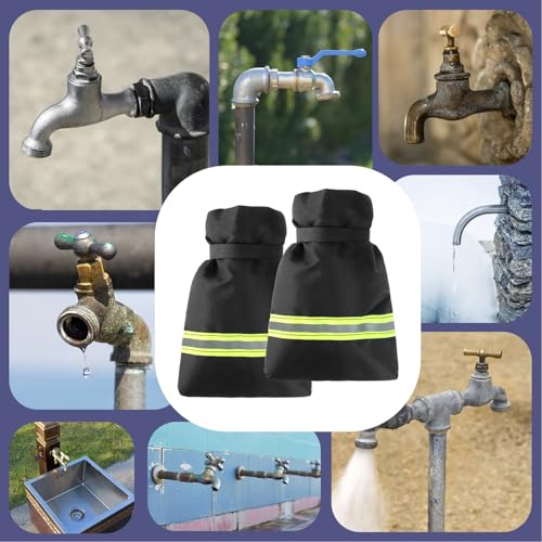 ZHAO 2 Pack Outdoor Water Faucet Covers, 9" H x 6" W Outside Hose Bib Covers Faucet Socks Outside Spigot Cover Insulation Cover with Reflective Strips (6"*9")