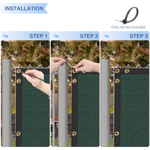E&K Sunrise 4' x 25' Privacy Fence Screen with Grommets, Outdoor Windscreen Fence Covering Privacy Screen UV Blockage for Backyard Garden Patio, Zip Ties Included (Green) - color: Green, size: 0 4' x 25'