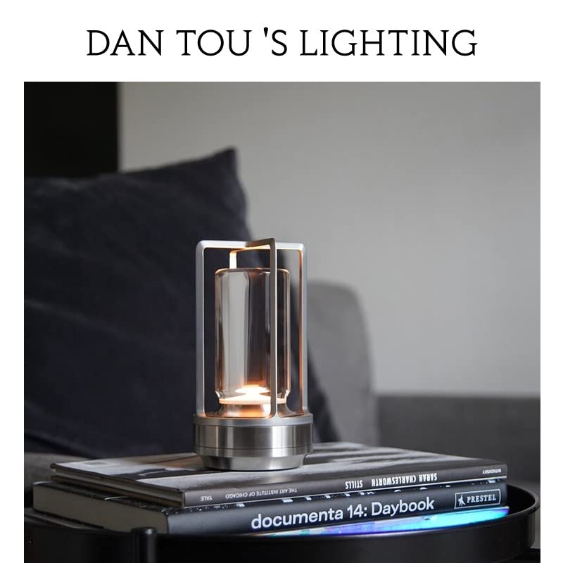 Portable Metal Table Lamp for Indoor/Outdoor ,Rechargeable Cordless LED Lamp, 3-Colour Infinitely Dimming Battery Powered Small Desk Lamp, Restaurant/Bedroom/Bar/Coffee Shop/Camping Light (Silver) - color: Silver