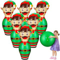 Wettarn 7 Pcs 27 in Giant Christmas Inflatable Bowling Set Elf Inflatable Games for Kids Adult Christmas Party Games Holiday Carnival Family Indoor Outdoor Garden Backyard Lawn Fun Xmas Decor