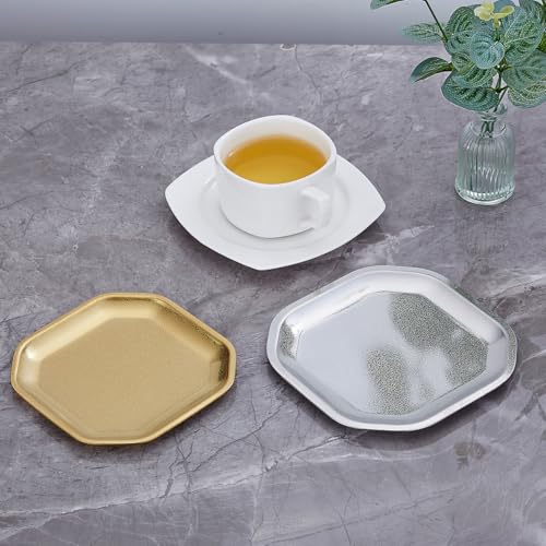 SANQIAHOME 5.9x5.9 inch square Appetizer Plates,thick stainless steel Dinner Plates, Pasta Dessert Plates for Sushi, Fruit oven/Dishwasher Safe, Set of 4,silver - color: Silver, size: 5.9x5.9 in