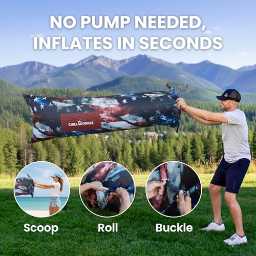 Portable Inflatable Lounger for Beach & Camping – Self-Inflating Air Couch, Beach Sofa, and Outdoor Lounge Chair for Relaxation and Comfort (American Flag) - color: American Flag