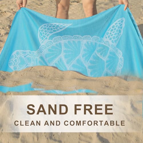 Genovega 2 Packs Turkish Beach Towels Vacation Essentials Quick Dry Sand Free Soft Absorbent Adult Oversized Bath Pool Swim Long Lightweight Thin Fast Drying Over The Chair Towel Sand Turtle Whale - color: 2 Pack Whale Turtle, size: 72 x 36 inch
