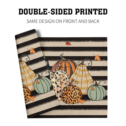 Fall Placemats Set of 4, Autumn Place Mats 12x18 Inch Leopard Buffalo Plaid Pumpkin Heat Resistant Washable Tablemats for Farmhouse Kitchen Dining Thanksgiving Halloween Party - color: Plaid Pumpkin