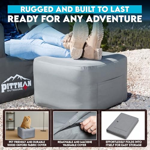 Pittman Inflatable Ottoman Foot Rest for Camping - Outdoor Pouf Ottoman is Waterproof for Camping & Patio - Removable Cover for Easy Cleaning - Inflatable Foot Stool Matches Our Popular Furniture Set - size: Ottoman
