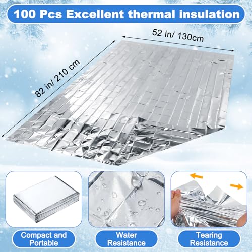 400 Pcs Thermal Blankets Winter Warmth Set Bulk, Warm Socks Winter Touchscreen Gloves Beanie Hats Emergency Foil Blankets (Vibrant) - color: Vibrant