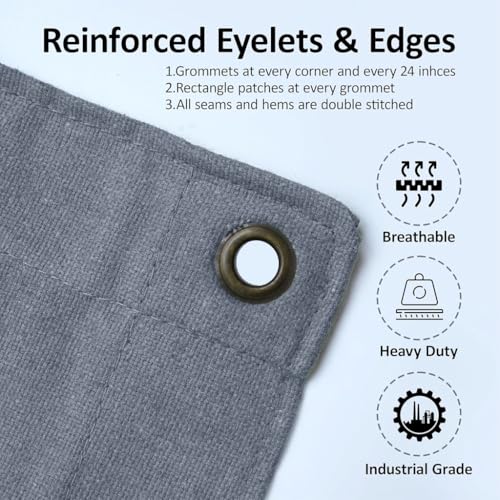 Zuperia Heavy Duty Canvas Tarp (6' x 8' ft - Pack of 2) with Rustproof Grommets, UV Resistant & Tear Resistant Multipurpose Tarpaulin Cover for Outdoor, Industrial & Commercial Use (Grey) - color: Gray, size: 6' x 8' ft - 2 Pack