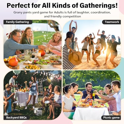Granny Pants Yard Game for Adults (40 in * 31.5 in),2Pcs Granny Pants Outdoor Games with 10 Bouncy Balls,2 Pumps & Flags, Granny Pants Game for Family Carnival Party Reunion Gathering(Large) - size: Large
