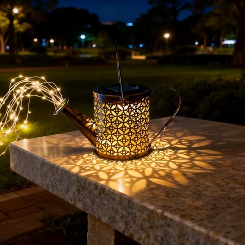 SRNPMIU Solar Watering Can Light - Solar Yard Decorations Outdoor,Garden Decor Lights for Yard,IP65 Waterproof Hanging Lantern Lights,Outside Garden Flower Bed Decor Light for Moms Birthday 2PCS - color: yellow 2PACK