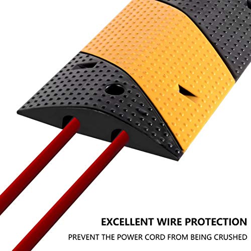 2 Pack Rubber Cable Ramp Hose Cable Protector Ramp 2 Channel 88000Lbs Load Capacity Traffic Speed Bump Wires Power Lines Extension Cord Cover for Indoor Outdoor