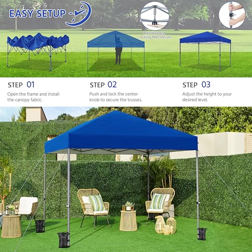 Yaheetech 10x10 Pop Up Canopy Easy Set-up Tent, Portable Outdoor Canopy Instant Tent, Commercial Gazebo with Wheeled Carry Bag & 4 Sandbags for Home, Party & Outdoor Activities, Blue - color: Blue, size: 10x10