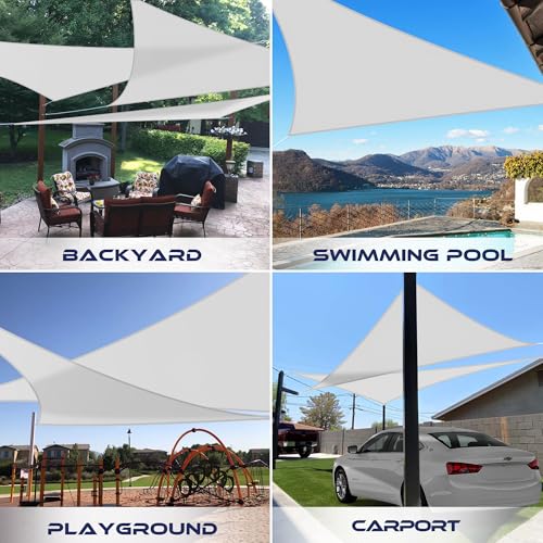 Windscreen4less 5'x5'x7.1' Waterproof Sun Shade Sail Right Triangle Shade Canopy Cover UV Block for Backyard Patio Deck Balcony Pergola Garden (Light Gray) - color: Light Gray, size: 5' x 5' x 7.1'