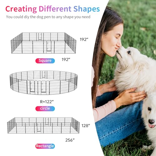 FDW Dog Playpen Dog Pen Dog Kennel 24 Panels 40 Inch Hight Indoor Outdoor Folding Metal Portable Puppy Exercise Pen Heavy Duty Dog Fence for Yard Camping,Black - style: 24 Panels