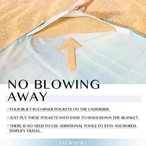 Beach Blanket Sand Proof Waterproof Oversized 100" x 80" Sand Free Mat with Corner Pockets and Mesh Bag for Outdoor, Picnic, Travel, Beach Accessories Portable, Gradient Blue Ocean - color: Gradient Blue Ocean