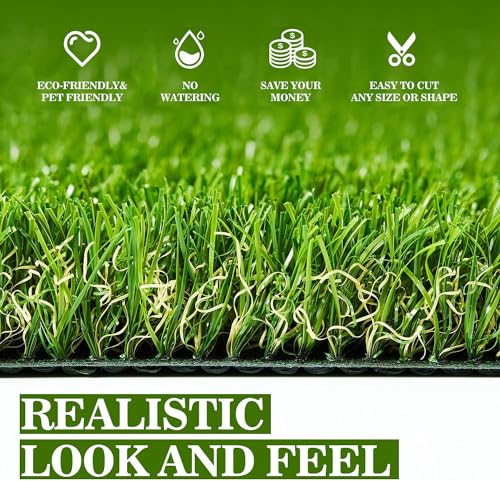 AYOHA Artificial Turf 3 ft x 33 ft with Drainage, 1.38 Inch Realistic Fake Grass Rug Indoor Outdoor Lawn Landscape for Garden, Balcony, Patio, Synthetic Grass Mat for Dogs, Customized - size: 3 ft x 33 ft