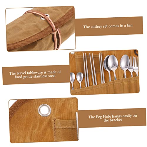 Milisten Portable Camping Cutlery Set with Organizer Bag Multi-functional Picnic Utensils for Outdoor Dining Lightweight and Compact Barbecue Tableware Set