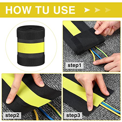 WILLBOND Carpet Cord Cover Cable Protector Floor Cover Cable Protector Management Only for Commercial Office Carpet(98.43 ft,Yellow and Black) - color: Black and Yellow, size: 98.43 ft