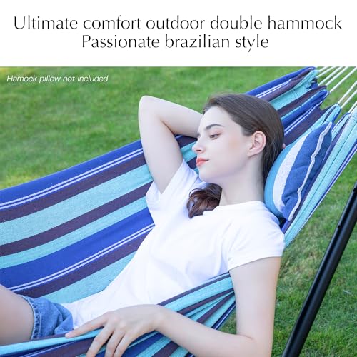 PNAEUT Double Hammocks for Outside, Replacement Outdoor Tree Hammock for Indoor Patio Porch Garden (Blue Lagoon, Medium) - color: Blue Lagoon, size: Medium