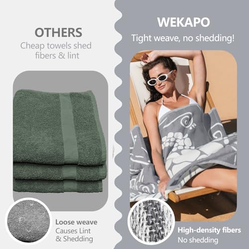 WEKAPO Turkish Beach Towel 39"x71" Oversized, 100% Cotton, Ultra Absorbent & Sand Resistant, Extra Large Beach Towel, Perfect for Beach, Bathroom, Pool, Travel (Grey Sea Turtle)