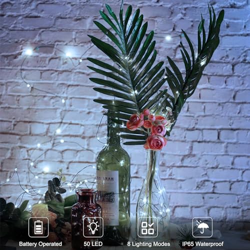 4 Pack Fairy Lights Battery Operated, 16.4 Ft 50 LED Starry Fairy Lights with Auto Timer Dark Green Copper Wire Twinkle Lights IP65 Waterproof for Wedding Bedroom Christmas (Cool White) - color: Cool White-Green Wire