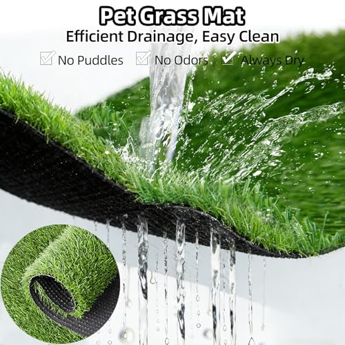 51.1x31.8In Dog Grass Pad, Professional Artificial Grass Pee, Large Fake Grass Potty Training Mat with Drainage Holes, Easy Clean Dog Potty Turf for Indoor Outdoor Balcony Patio