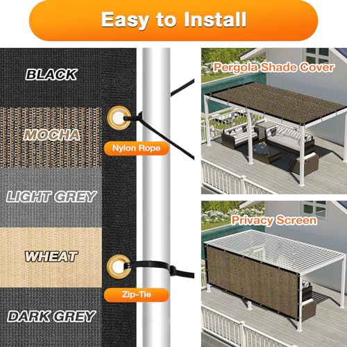 Artpuch Outdoor Pergola Shade Cover 4x4 FT Sun Shade Cloth with Grommets Mocha Commercial Grade Patio Privacy Screen Shade Canopy (Customized Available) GN04 - color: Mocha, size: 4' X 4' Customized