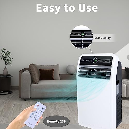 Shinco 12,000 BTU Portable Air Conditioner, Portable AC Unit with Built-in Cool, Dehumidifier&Fan Modes for Room up to 400 sq.ft, Room Air Conditioner with Remote Control, 24 Hour Timer - color: SPF1-White-Auto Evapotation System, size: 12000 BTU