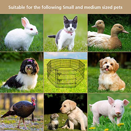 Artmeer Pet Playpen Puppy Playpen Kennels Dog Fence Exercise Pen Gate Fence Foldable Dog Crate 8 Panels 24 Inch Kennels Pen Playpen Options Ideal for Pet Animals Outdoor Indoor(Black 24''x24'') - style: Black 24''x24''