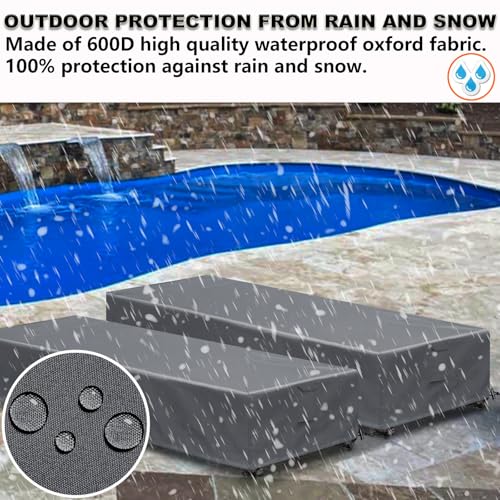 Waterproof Patio Lounge Chair Cover 1 Pack Outdoor Chaise Lounge Covers 600D Weather Resistant Material, UV Protection, Windproof Design Outside Furniture Covers 80" x 28" x 14" H,Grey - color: Grey, size: 1 Pack (80"L x 28"W x 14"H)