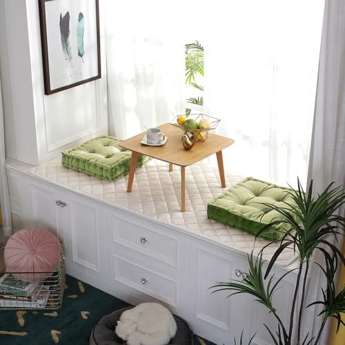 vctops Square Solid Color Velvet Seat Cushion with Handle Tufted Thicken Chair Pad Tatami Floor Pillow Cushion 16.5"x16.5"x4" Grass Green - color: Grass Green