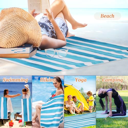Mixweer 8 Packs Microfiber Beach Towel Bulk 60 x 28 Inch Sand Free Travel Large Microfiber Pool Swim Multi Style Beach Towel Blanket for Adult on Vacation Accessories (Simple Style) - style: Simple style