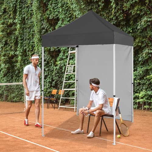 EAGLE PEAK Pop up Canopy 5x5, Outdoor Portable Canopy Tent with One Removable Sunwall, Carry Bag Included, Gray - color: Gray
