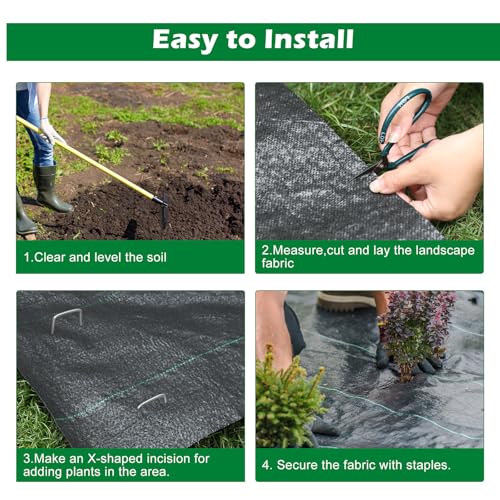 WAENLIR 5.8oz 5FT x 250FT Heavy Duty Landscape Fabric Weed Barrier Premium Woven Ground Cover Roll, UV Resistant&Tear-Proof, Ideal for Garden Beds, Walkways, Patios, Greenhouses, Outdoor Landscaping - size: 5.8oz 5ft x 250ft